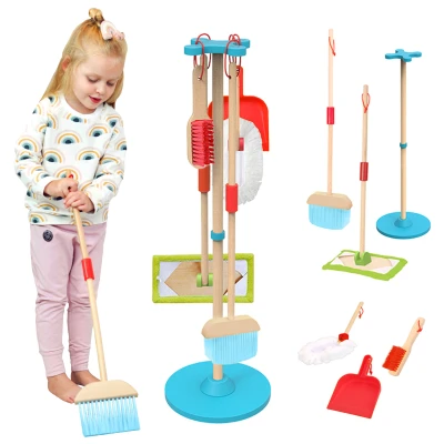 TOOKY TOY Drewniany Zestaw do Sprzątania dla Dzieci 6 el. | Pan Piksel