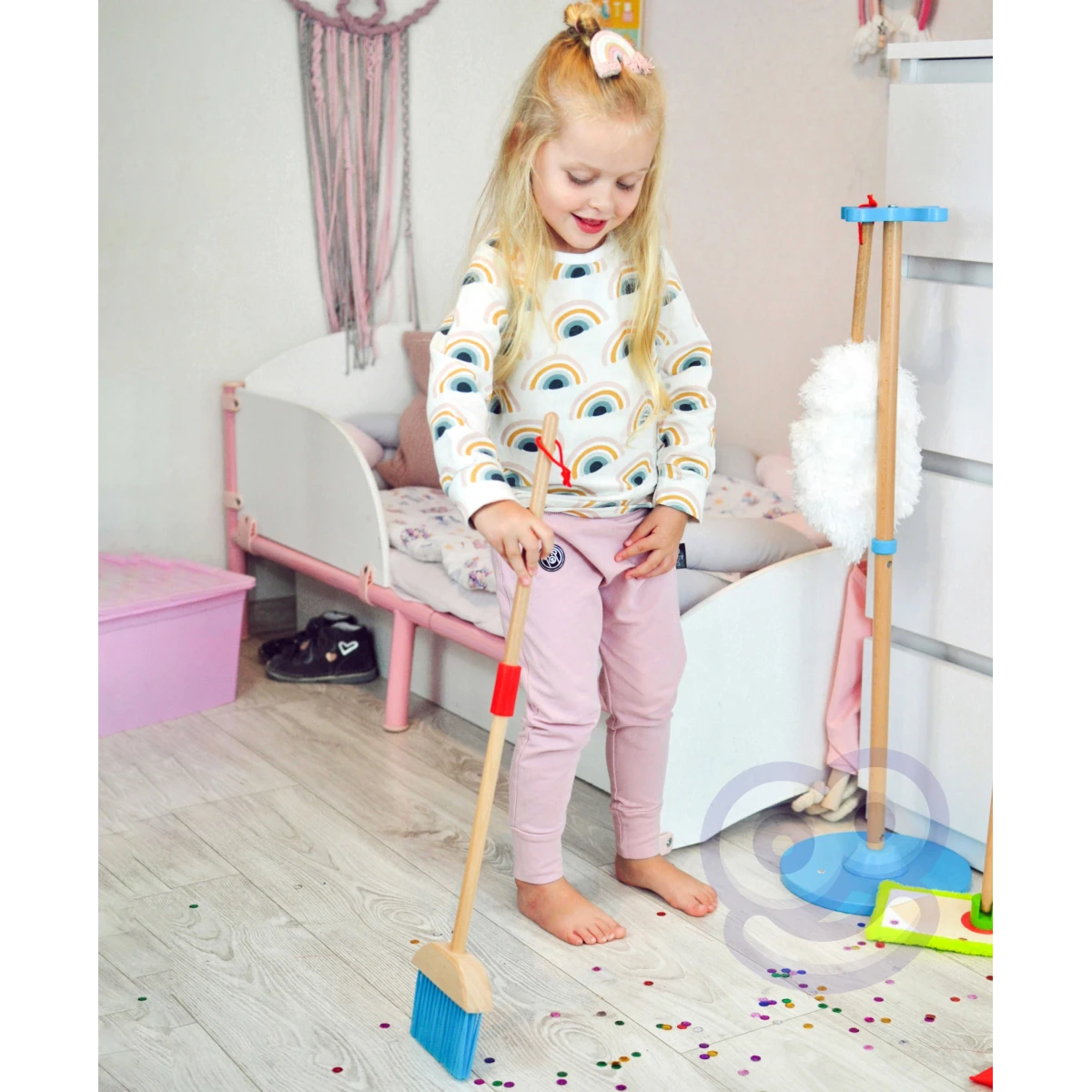 TOOKY TOY Drewniany Zestaw do Sprzątania dla Dzieci 6 el. | Pan Piksel