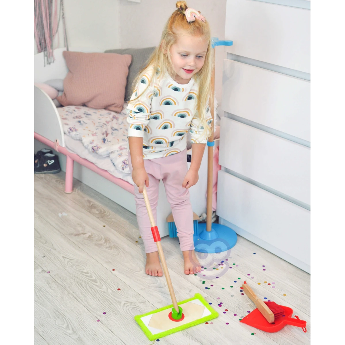 TOOKY TOY Drewniany Zestaw do Sprzątania dla Dzieci 6 el. | Pan Piksel