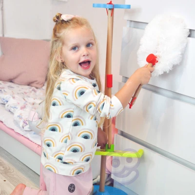 TOOKY TOY Drewniany Zestaw do Sprzątania dla Dzieci 6 el. | Pan Piksel