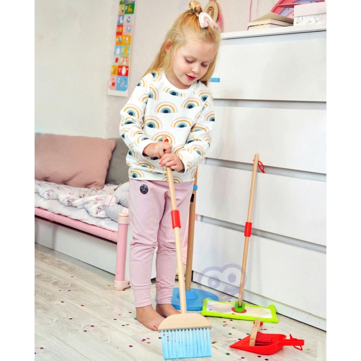 TOOKY TOY Drewniany Zestaw do Sprzątania dla Dzieci 6 el. | Pan Piksel