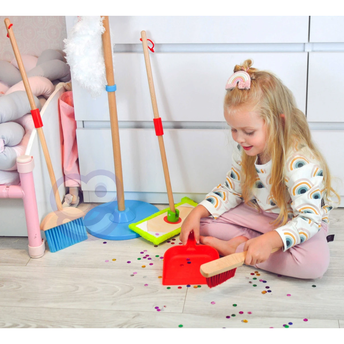 TOOKY TOY Drewniany Zestaw do Sprzątania dla Dzieci 6 el. | Pan Piksel