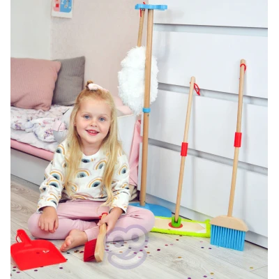 TOOKY TOY Drewniany Zestaw do Sprzątania dla Dzieci 6 el. | Pan Piksel