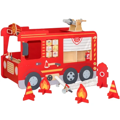 VIGA Duży Drewniany Wóz Strażacki Plac Zabaw Montessori | Pan Piksel