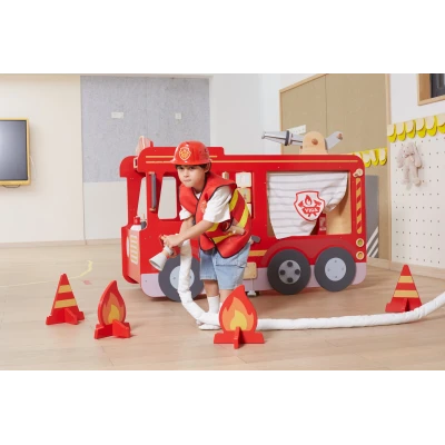 VIGA Duży Drewniany Wóz Strażacki Plac Zabaw Montessori | Pan Piksel