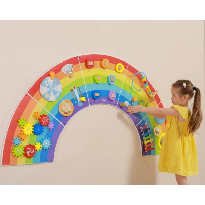 VIGA Drewniana Tablica Sensoryczno-Manipulacyjna EDU Tęcza Certyfikat FSC | Pan Piksel