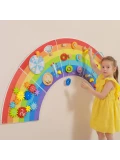 VIGA Drewniana Tablica Sensoryczno-Manipulacyjna EDU Tęcza Certyfikat FSC | Pan Piksel
