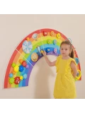 VIGA Drewniana Tablica Sensoryczno-Manipulacyjna EDU Tęcza Certyfikat FSC | Pan Piksel