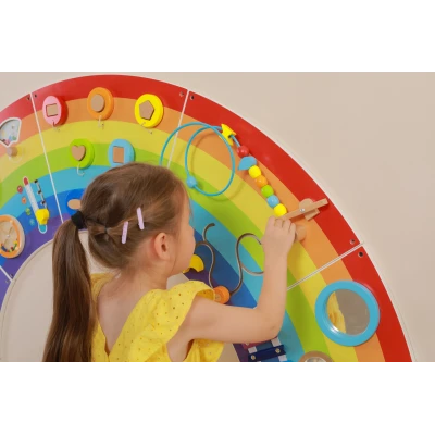 VIGA Drewniana Tablica Sensoryczno-Manipulacyjna EDU Tęcza Certyfikat FSC | Pan Piksel