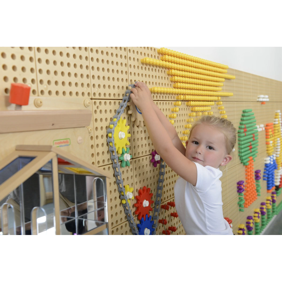 MASTERKIDZ Tablica Ścienna Koła Zębate i Łańcuch 79 El. Zbuduj własny mechanizm | Pan Piksel
