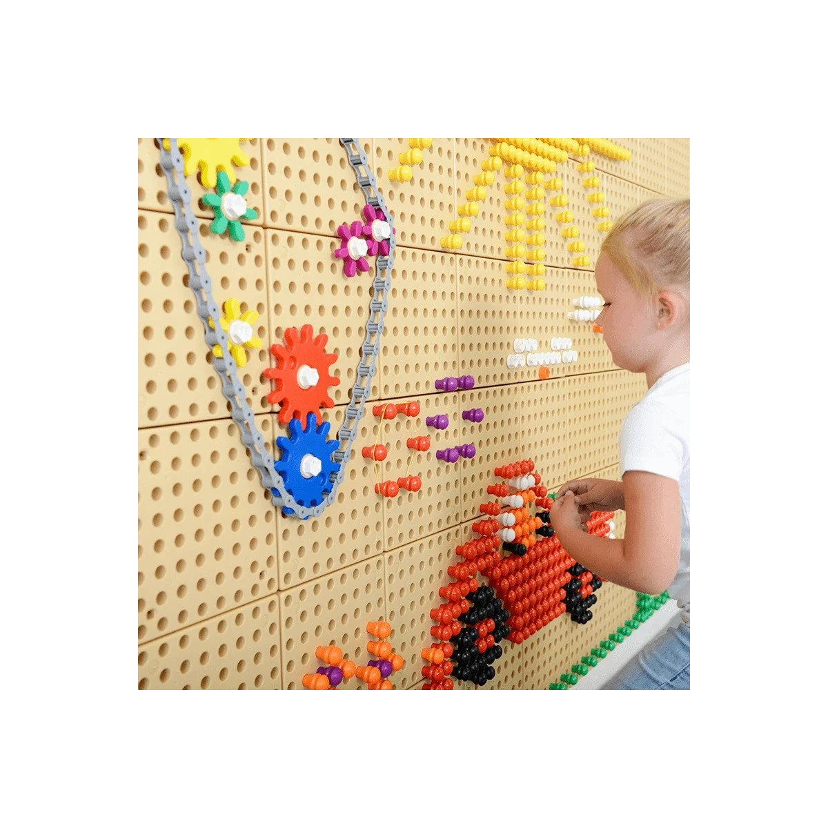 MASTERKIDZ Tablica Ścienna Koła Zębate i Łańcuch 79 El. Zbuduj własny mechanizm | Pan Piksel