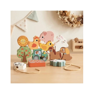 TOOKY TOY Drewniane Puzzle Montessori Układanka Nauka Alfabetu Liter Słów Alfabet Grube Klocki 26 el. | Pan Piksel