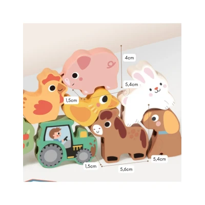 TOOKY TOY Drewniane Puzzle Montessori Układanka Nauka Alfabetu Liter Słów Alfabet Grube Klocki 26 el. | Pan Piksel
