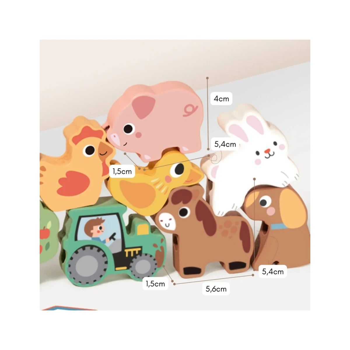 TOOKY TOY Drewniane Puzzle Montessori Układanka Nauka Alfabetu Liter Słów Alfabet Grube Klocki 26 el. | Pan Piksel