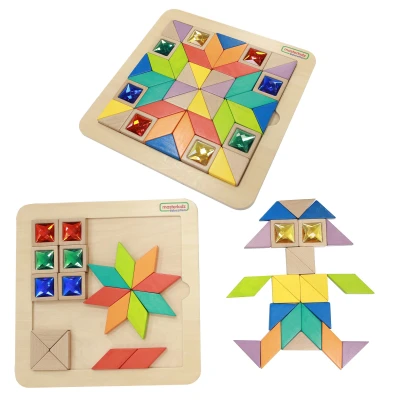 MASTERKIDZ Układanka Mozaika Nauka Kolorów i Kształtów Tangram Montessori | Pan Piksel