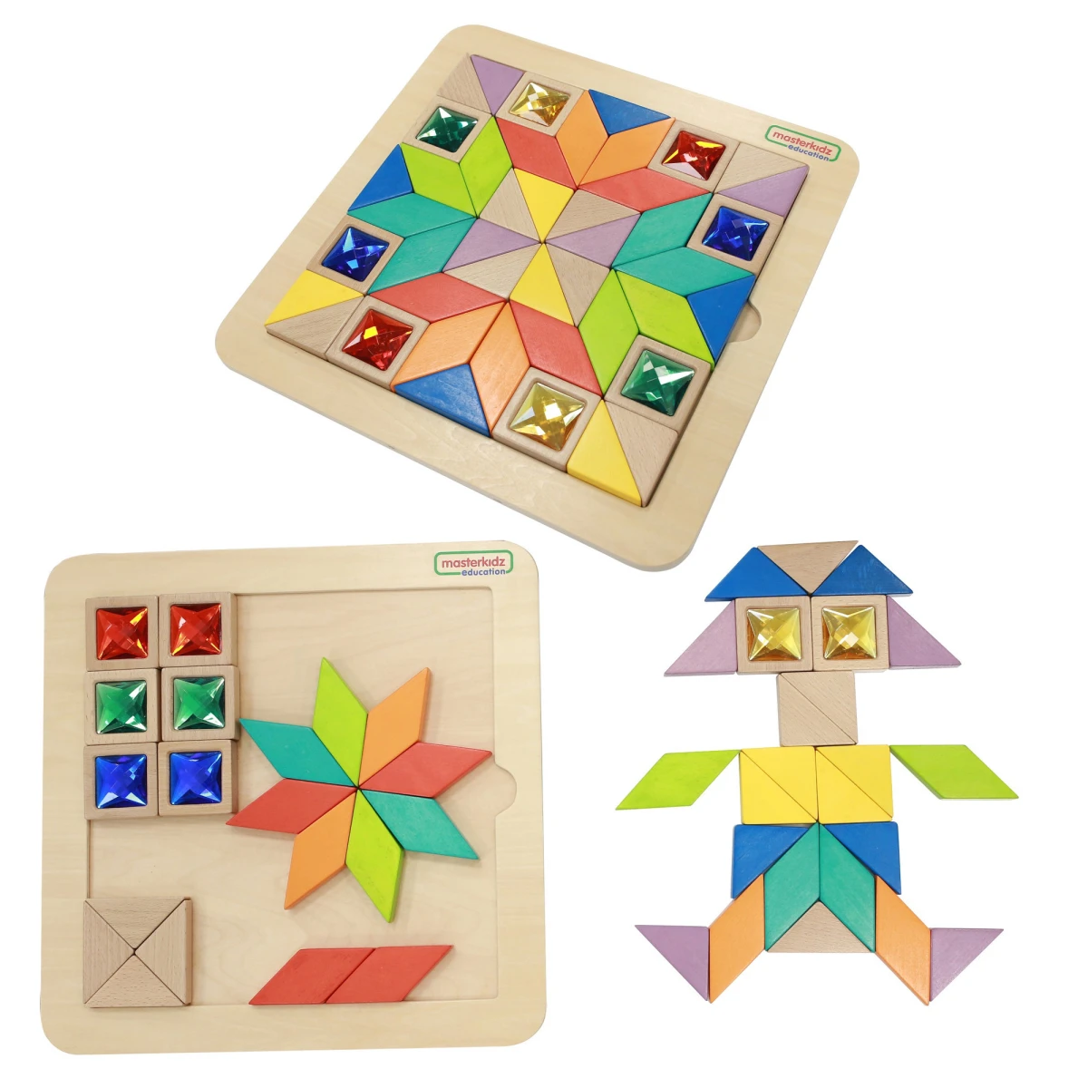 MASTERKIDZ Układanka Mozaika Nauka Kolorów i Kształtów Tangram Montessori | Pan Piksel