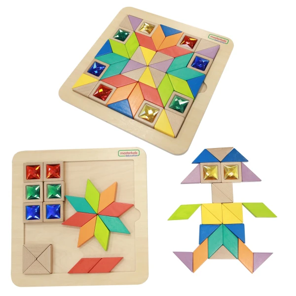 MASTERKIDZ Układanka Mozaika Nauka Kolorów i Kształtów Tangram Montessori | Pan Piksel