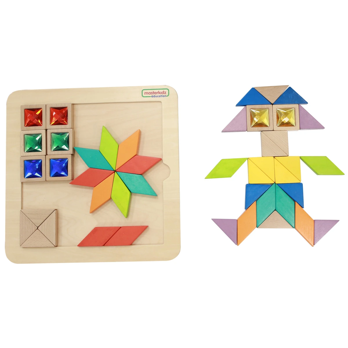 MASTERKIDZ Układanka Mozaika Nauka Kolorów i Kształtów Tangram Montessori | Pan Piksel
