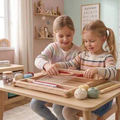 VIGA Drewniane Krosno Warsztat Tkacki Zestaw do tkania Montessori | Pan Piksel