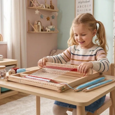 VIGA Drewniane Krosno Warsztat Tkacki Zestaw do tkania Montessori | Pan Piksel