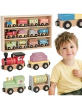 Tooky Toy Drewniane Pojazdy Wagoniki na Magnes | Pan Piksel