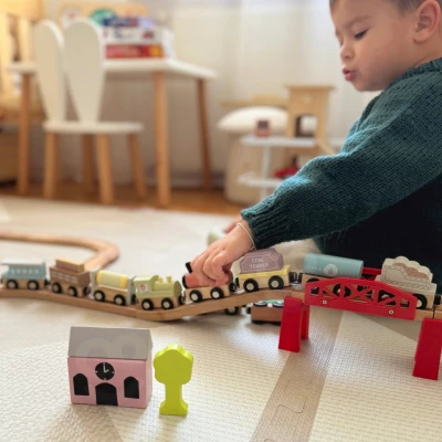 Tooky Toy Drewniane Pojazdy Wagoniki na Magnes | Pan Piksel