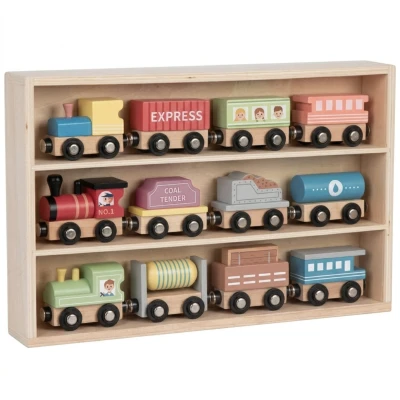 Tooky Toy Drewniane Pojazdy Wagoniki na Magnes | Pan Piksel