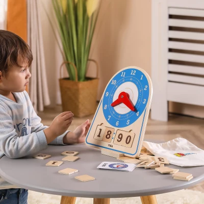 VIGA Drewniany Zegar Nauka Zegara  Czasu Montessori | Pan Piksel