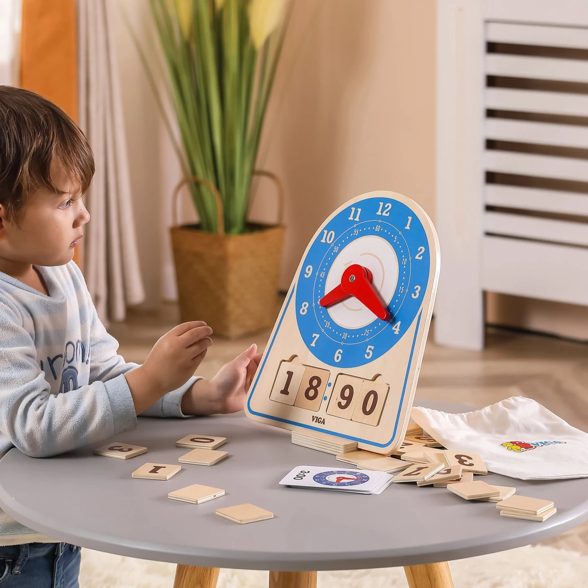 VIGA Drewniany Zegar Nauka Zegara  Czasu Montessori | Pan Piksel