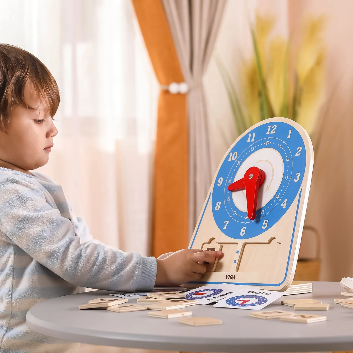 VIGA Drewniany Zegar Nauka Zegara  Czasu Montessori | Pan Piksel