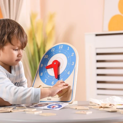 VIGA Drewniany Zegar Nauka Zegara  Czasu Montessori | Pan Piksel