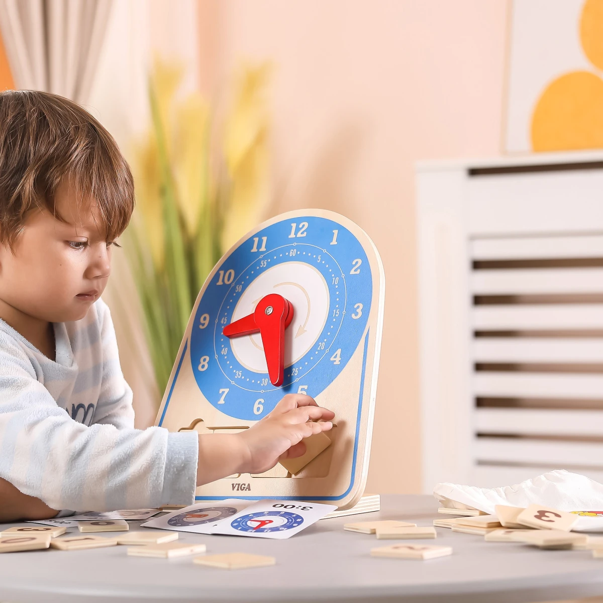 VIGA Drewniany Zegar Nauka Zegara  Czasu Montessori | Pan Piksel