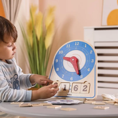 VIGA Drewniany Zegar Nauka Zegara  Czasu Montessori | Pan Piksel