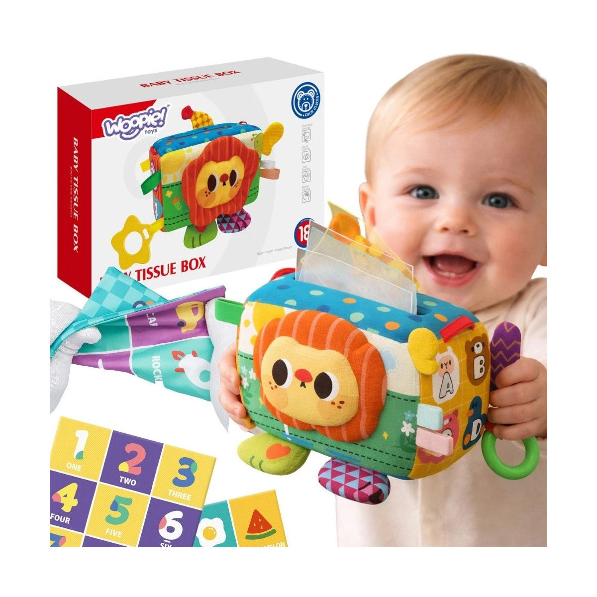 WOOPIE BABY Zabawka Edukacyjna Sensoryczna Pani Metka Pudełeczko Chusteczek | Pan Piksel