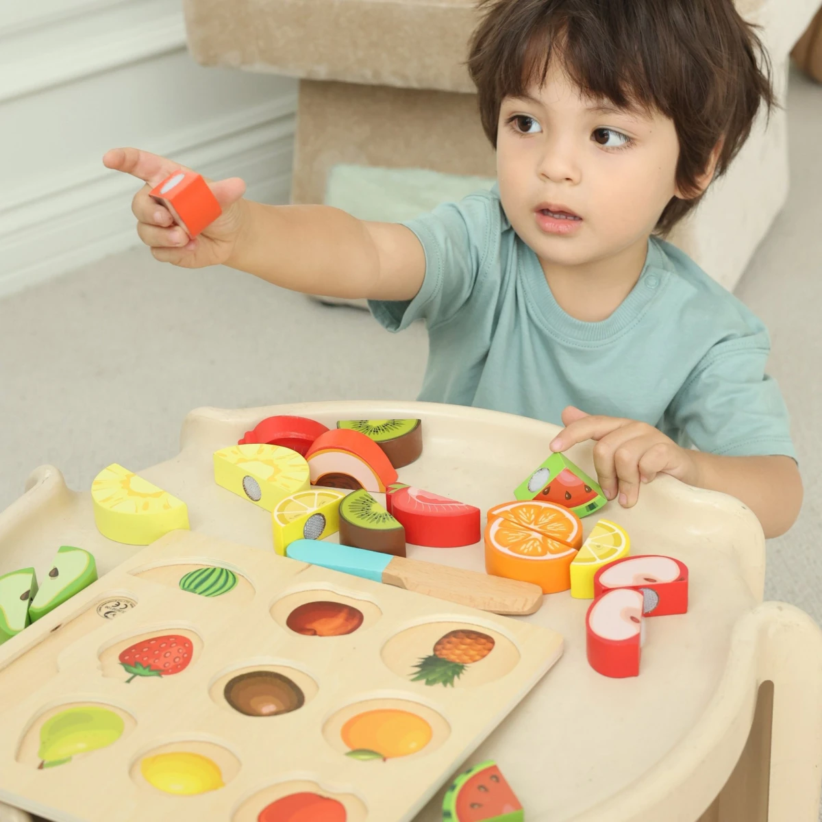 CLASSIC WORLD Zestaw do Krojenia Owoców na Rzepy MONTESSORI 20 el. | Pan Piksel