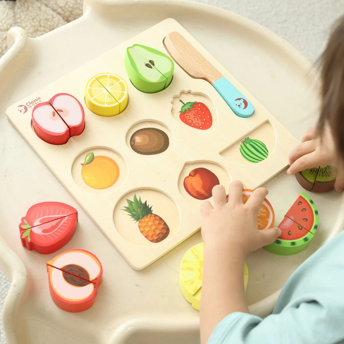 CLASSIC WORLD Zestaw do Krojenia Owoców na Rzepy MONTESSORI 20 el. | Pan Piksel