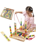 VIGA Drewniana Gra edukacyjna Logiczne koraliki  104 elementy Montessori | Pan Piksel