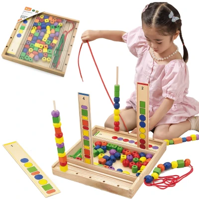 VIGA Drewniana Gra edukacyjna Logiczne koraliki  104 elementy Montessori | Pan Piksel