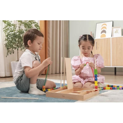 VIGA Drewniana Gra edukacyjna Logiczne koraliki  104 elementy Montessori | Pan Piksel