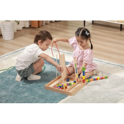 VIGA Drewniana Gra edukacyjna Logiczne koraliki  104 elementy Montessori | Pan Piksel