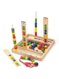 VIGA Drewniana Gra edukacyjna Logiczne koraliki  104 elementy Montessori | Pan Piksel