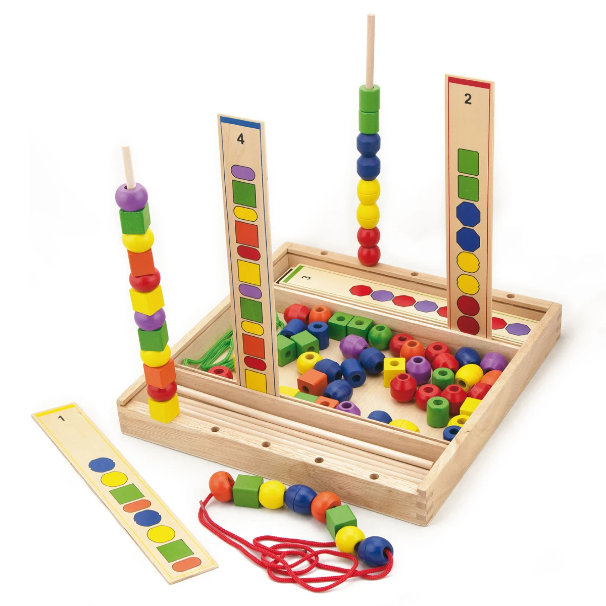 VIGA Drewniana Gra edukacyjna Logiczne koraliki  104 elementy Montessori | Pan Piksel