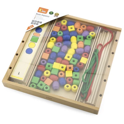 VIGA Drewniana Gra edukacyjna Logiczne koraliki  104 elementy Montessori | Pan Piksel