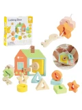 CLASSIC WORLD Drewniana Przeplatanka Klocki do Nawlekania Klucze i Drzwi MONTESSORI 11 el. | Pan Piksel