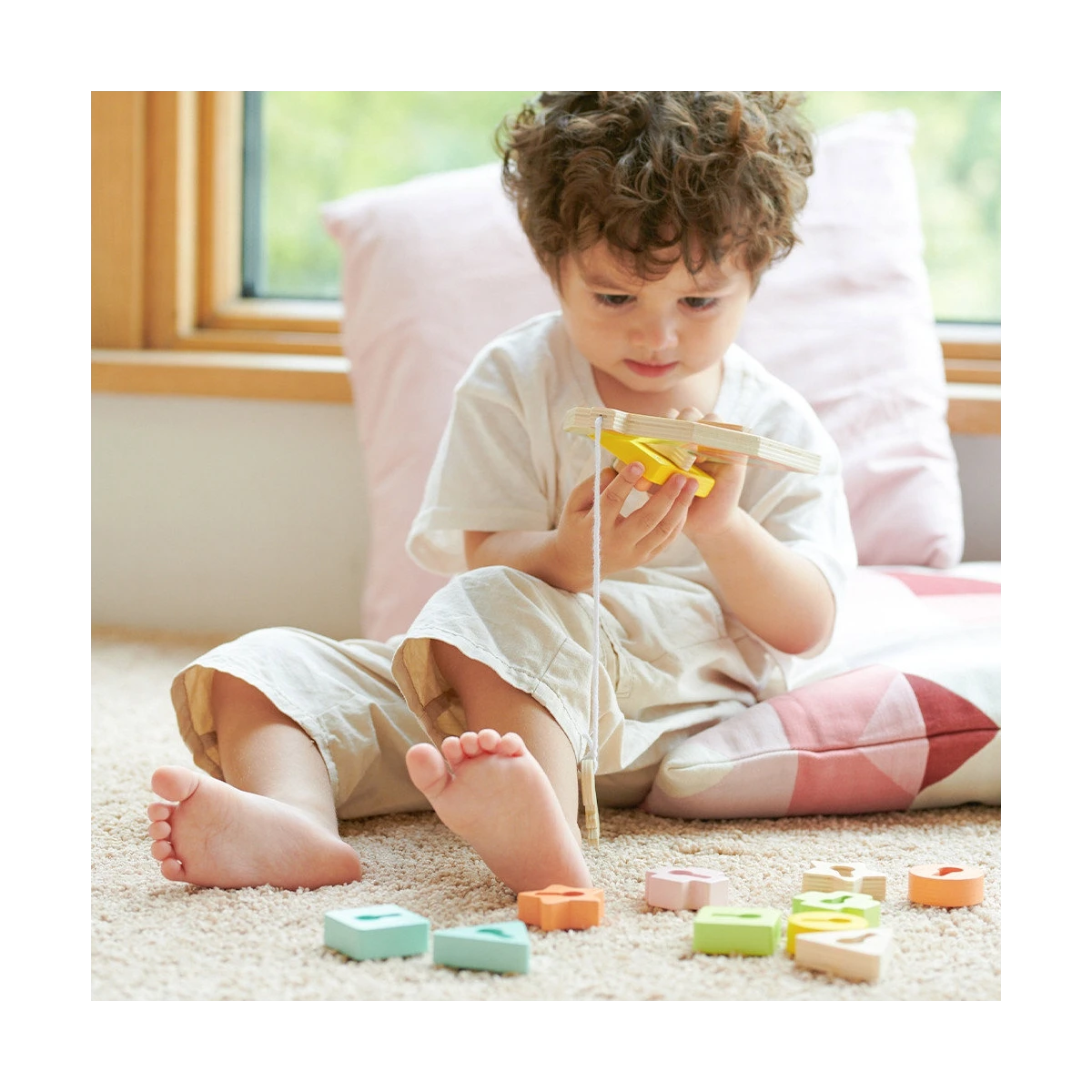 CLASSIC WORLD Drewniana Przeplatanka Klocki do Nawlekania Klucze i Drzwi MONTESSORI 11 el. | Pan Piksel