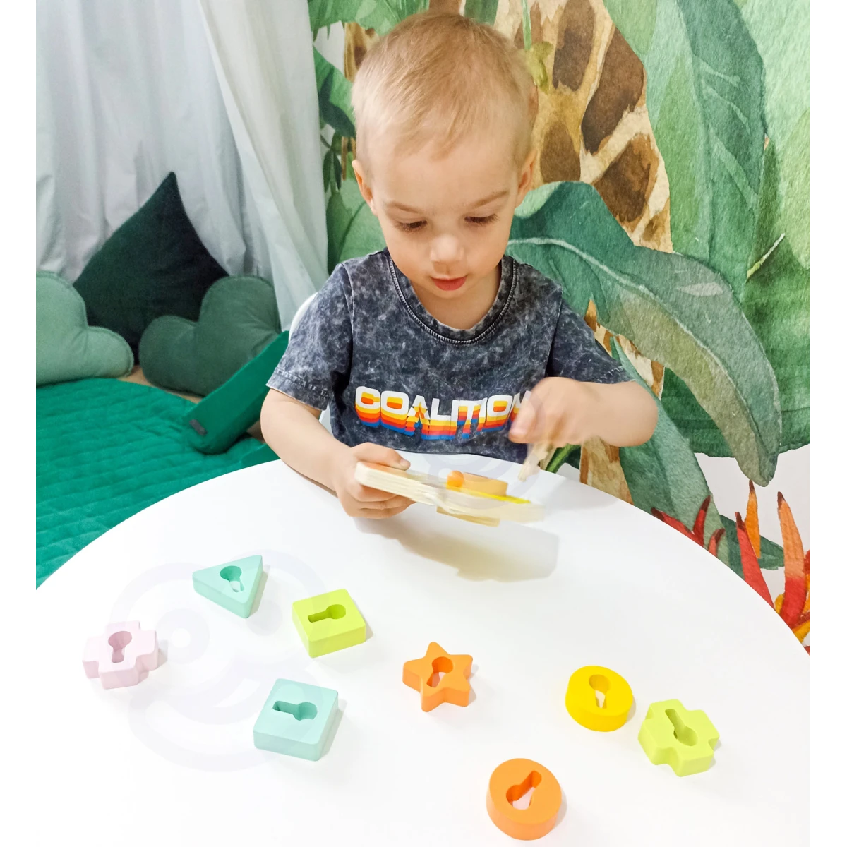 CLASSIC WORLD Drewniana Przeplatanka Klocki do Nawlekania Klucze i Drzwi MONTESSORI 11 el. | Pan Piksel