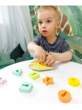 CLASSIC WORLD Drewniana Przeplatanka Klocki do Nawlekania Klucze i Drzwi MONTESSORI 11 el. | Pan Piksel
