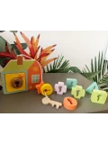 CLASSIC WORLD Drewniana Przeplatanka Klocki do Nawlekania Klucze i Drzwi MONTESSORI 11 el. | Pan Piksel