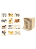 VIGA Zestaw Puzzle Drewniane 12 Układanek Zwierzątka Montessori + Stojak | Pan Piksel