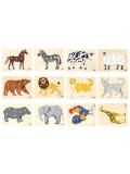 VIGA Zestaw Puzzle Drewniane 12 Układanek Zwierzątka Montessori + Stojak | Pan Piksel